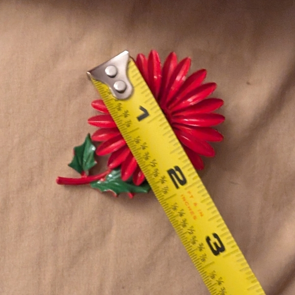 Vintage enamel Red daisy broach F - Picture 4 of 5